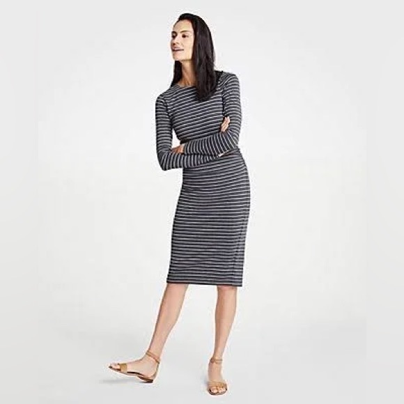 Ann Taylor Dresses & Skirts - FREE 🩶 Ann Taylor Gray Striped Sheath Dress